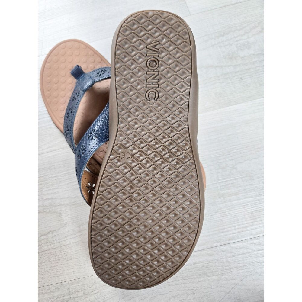 Vionic Bella II Navy Blue Floral Laser-Cut Orthotic Sandals Size 9.5 - Picture 3 of 4